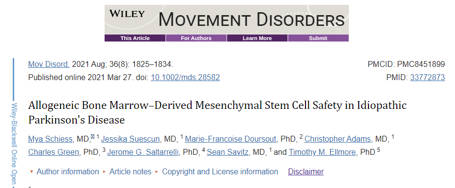 美國麥戈文醫學院：干細胞治療帕金森病安全、有效！