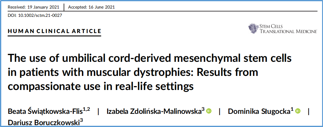 臍帶間充質(zhì)干細胞在肌營養(yǎng)不良癥患者中的應(yīng)用：現(xiàn)實生活中的同情使用結(jié)果