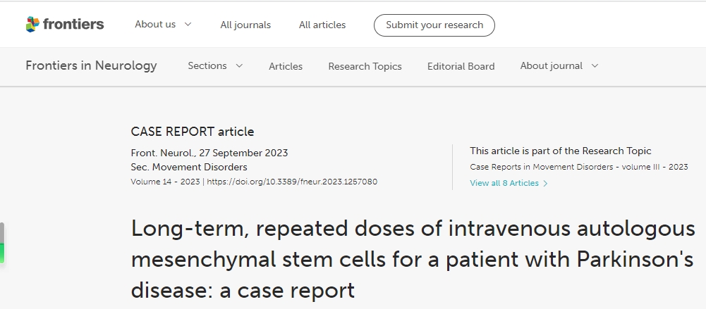 帕金森病患者長期、重復靜脈注射間充質干細胞的病例報告