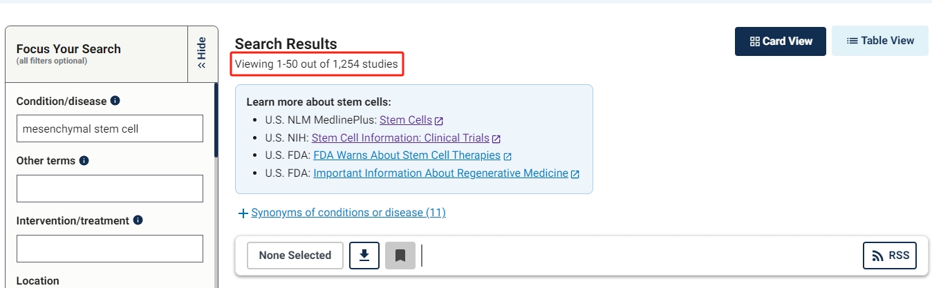 全球已有1254項臨床試驗使用MSC療法 全球已有1254項臨床試驗使用MSC療法