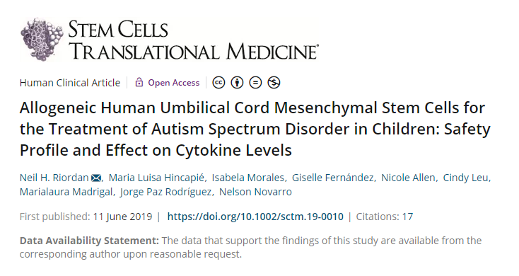 一項(xiàng)臍帶間充質(zhì)干細(xì)胞治療兒童自閉癥的安全性和對(duì)細(xì)胞因子水平影響的研究論文。 一項(xiàng)臍帶間充質(zhì)干細(xì)胞治療兒童自閉癥的安全性和對(duì)細(xì)胞因子水平影響的研究論文。