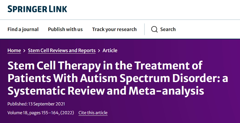 干細(xì)胞療法治療自閉癥譜系障礙患者:系統(tǒng)評(píng)價(jià)和薈萃分析