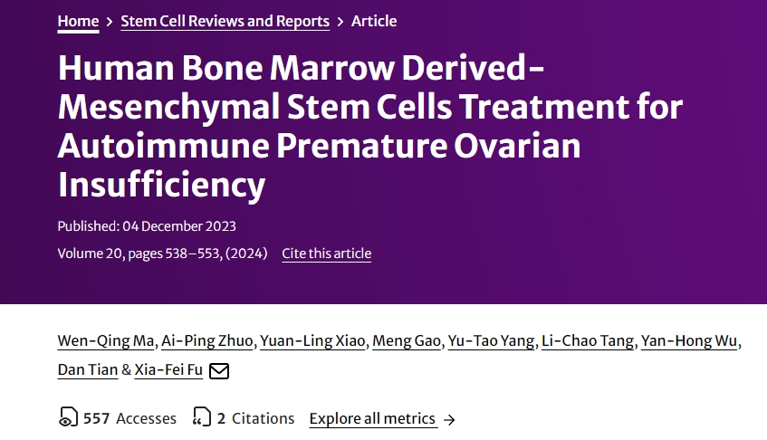 人類(lèi)骨髓間充質(zhì)干細(xì)胞治療自身免疫性卵巢功能不全