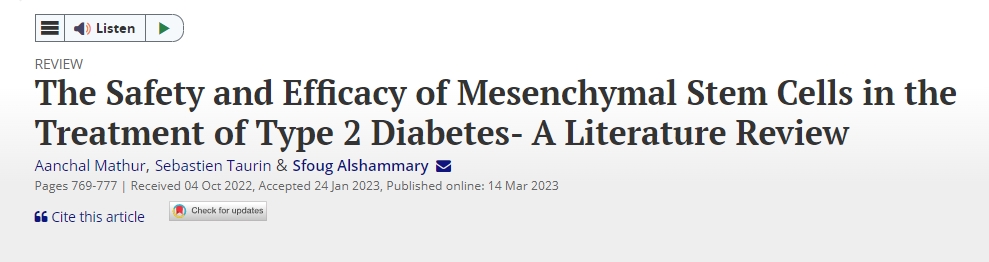 間充質干細胞治療2型糖尿病的安全性和有效性 - 文獻綜述 間充質干細胞治療2型糖尿病的安全性和有效性 - 文獻綜述