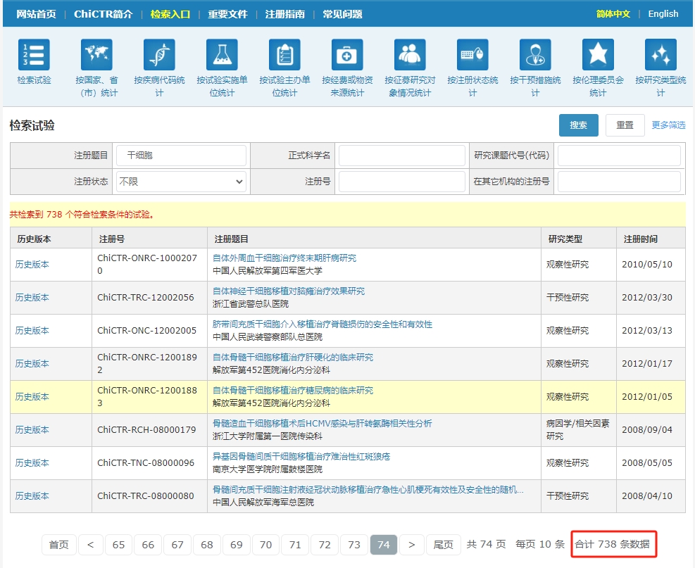 已有100多家醫(yī)療機(jī)構(gòu)和738多項(xiàng)干細(xì)胞臨床研究項(xiàng)目在ChiCTR成功注冊(cè)? 已有100多家醫(yī)療機(jī)構(gòu)和738多項(xiàng)干細(xì)胞臨床研究項(xiàng)目在ChiCTR成功注冊(cè)?