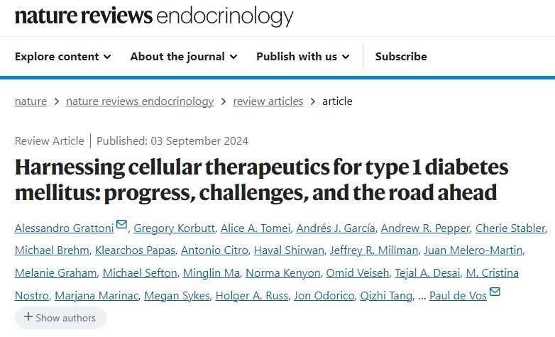 利用細(xì)胞療法治療 1 型糖尿病：進(jìn)展、挑戰(zhàn)和未來之路