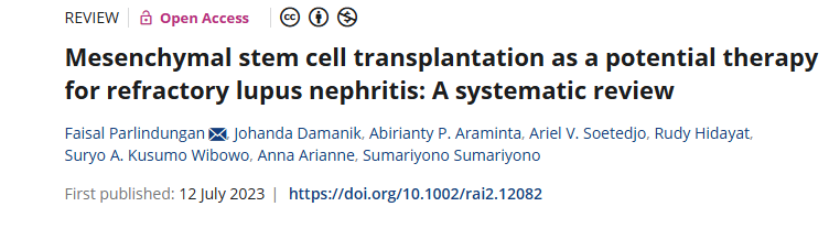 《間充質(zhì)干細(xì)胞移植作為難治性狼瘡性腎炎的潛在治療方法：系統(tǒng)評價》