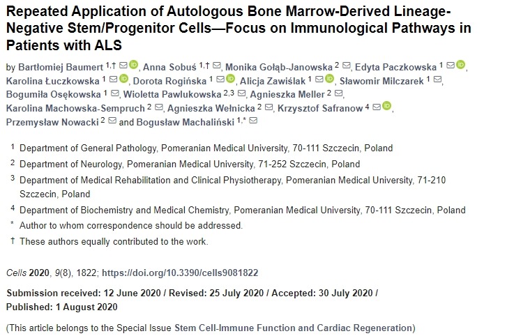 重復應用自體骨髓來源的譜系陰性干細胞/祖細胞——重點研究ALS患者的免疫途徑