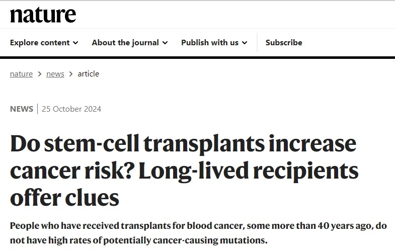 干細胞移植會增加癌癥風險嗎？長壽接受者提供線索