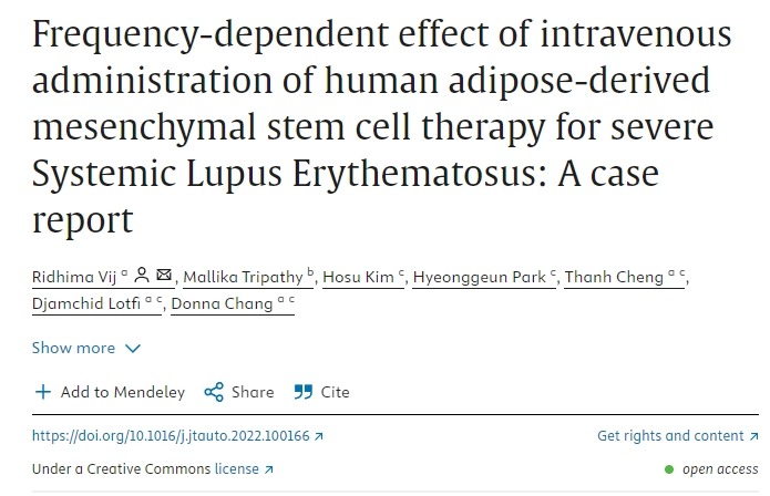 靜脈注射人類脂肪間充質干細胞治療重度系統性紅斑狼瘡的頻率依賴性效應：病例報告