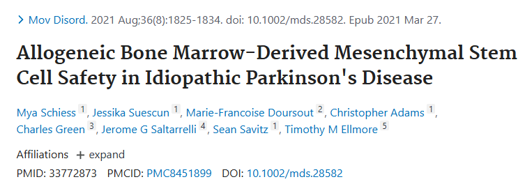 《同種異體骨髓間充質干細胞在特發性帕金森病中的安全性》