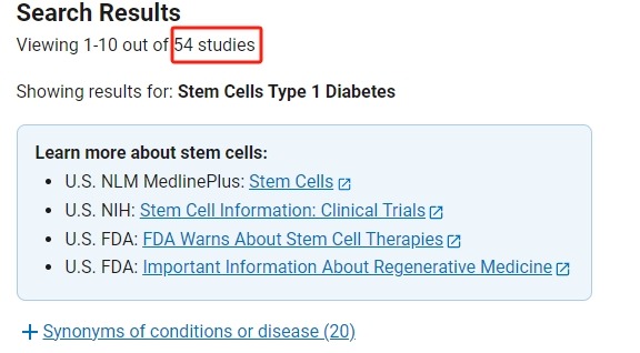 干細胞治療1型糖尿病的臨床備案情況