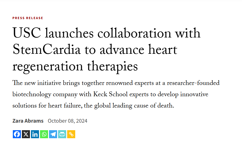 美國南加州大學的Chuck Murry教授，在經歷近30年的探索后，終于計劃于2025年開展首次針對中度心力衰竭患者的干細胞臨床試驗。