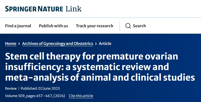 干細胞治療卵巢早衰：動物和臨床研究的系統回顧和薈萃分析