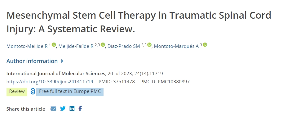 創傷性脊髓損傷的間充質干細胞治療:系統評價 創傷性脊髓損傷的間充質干細胞治療:系統評價