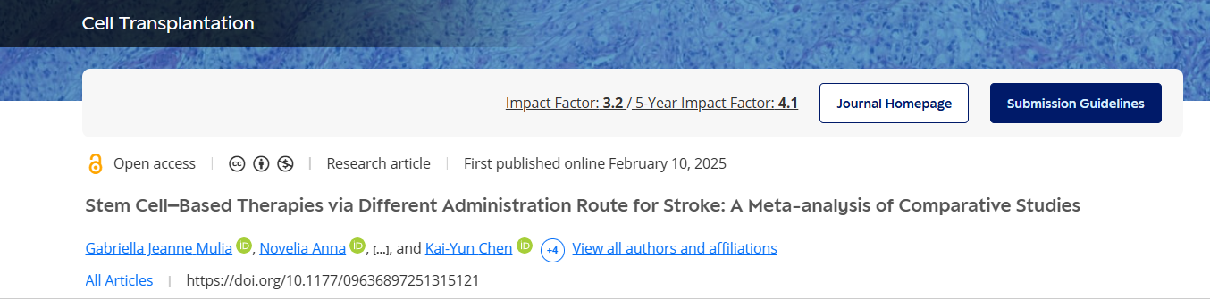 通過不同給藥途徑治療中風的干細胞療法：比較研究的薈萃分析