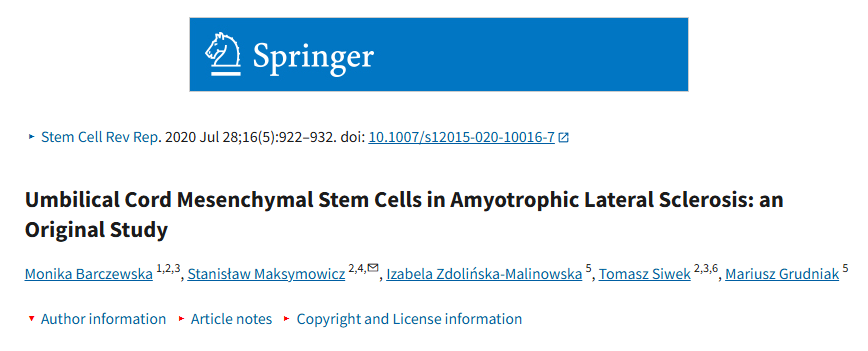 臍帶間充質(zhì)干細(xì)胞在肌萎縮側(cè)索硬化癥中的應(yīng)用：一項原創(chuàng)研究