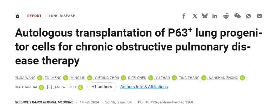 P63?+肺祖細(xì)胞自體移植治療慢性阻塞性肺病 P63?+肺祖細(xì)胞自體移植治療慢性阻塞性肺病