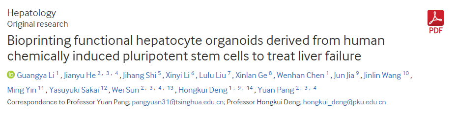 生物打印源自人類化學誘導多能干細胞的功能性肝細胞類器官以治療肝功能衰竭 生物打印源自人類化學誘導多能干細胞的功能性肝細胞類器官以治療肝功能衰竭