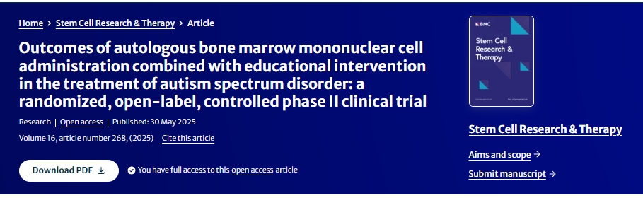 自體骨髓單核細(xì)胞移植聯(lián)合教育干預(yù)治療自閉癥譜系障礙的療效觀察：一項(xiàng)隨機(jī)、開(kāi)放標(biāo)簽、對(duì)照的II期臨床試驗(yàn)