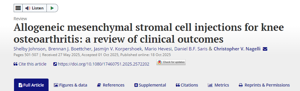 異體間充質干細胞注射治療膝骨關節(jié)炎：臨床療效綜述
