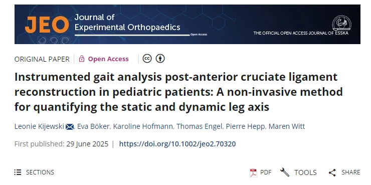 兒童患者前交叉韌帶重建術后儀器步態分析:一種量化靜態和動態腿軸的非侵入性方法 兒童患者前交叉韌帶重建術后儀器步態分析:一種量化靜態和動態腿軸的非侵入性方法