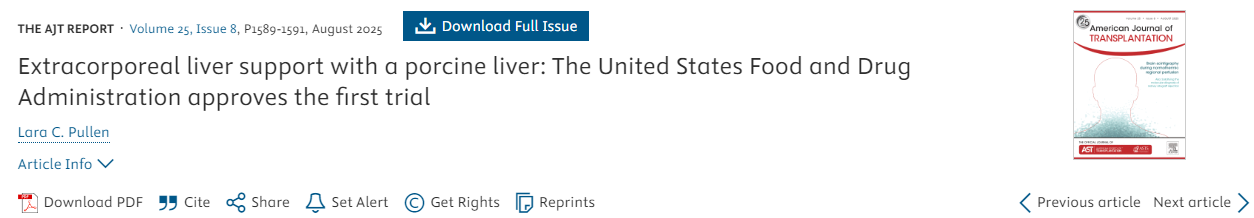 利用豬肝進(jìn)行體外肝臟支持：美國(guó)食品藥品監(jiān)督管理局批準(zhǔn)首例試驗(yàn)