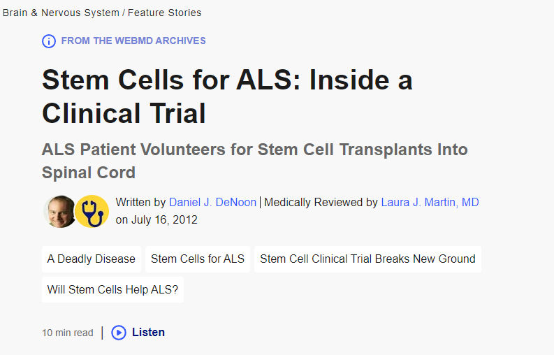 干細(xì)胞治療 ALS：臨床試驗(yàn)內(nèi)幕
