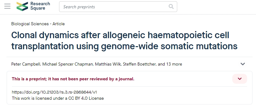 使用全基因組體細(xì)胞突變的異基因造血干細(xì)胞移植后的克隆動(dòng)態(tài) 使用全基因組體細(xì)胞突變的異基因造血干細(xì)胞移植后的克隆動(dòng)態(tài)