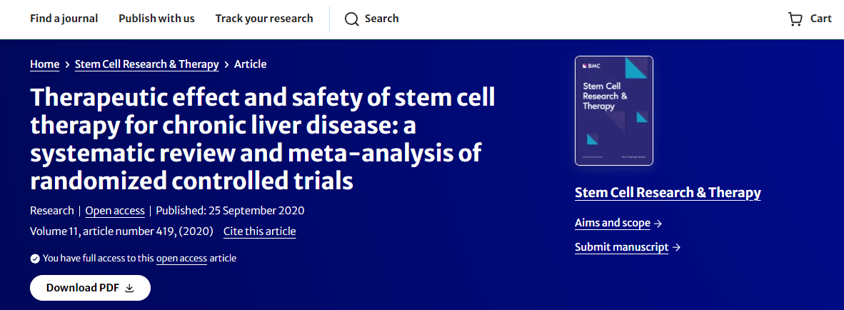 干細胞療法治療慢性肝病的療效和安全性:隨機對照試驗的系統(tǒng)評價和薈萃分析 干細胞療法治療慢性肝病的療效和安全性:隨機對照試驗的系統(tǒng)評價和薈萃分析