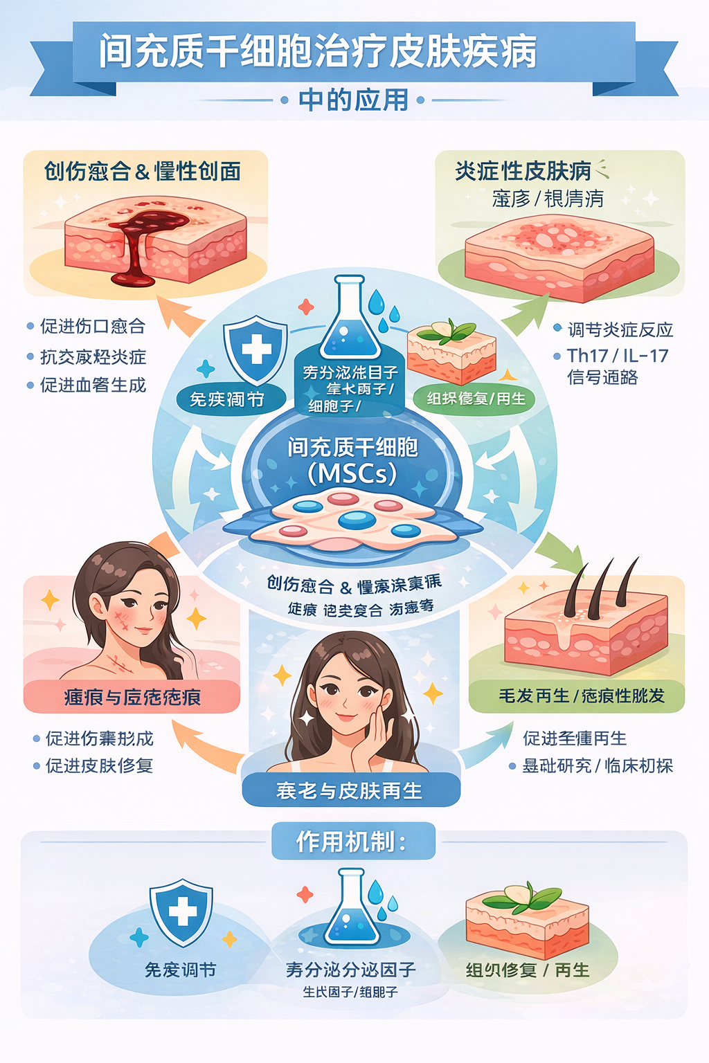 間充質(zhì)干細胞治療5大種類皮膚病中的應用：從作用機制到臨床研究進展