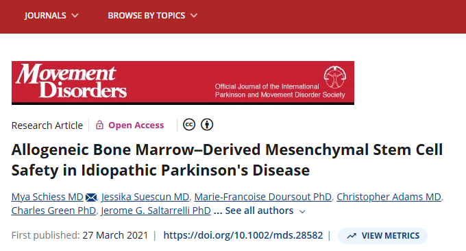 異體骨髓間充質干細胞治療特發(fā)性帕金森病的安全性