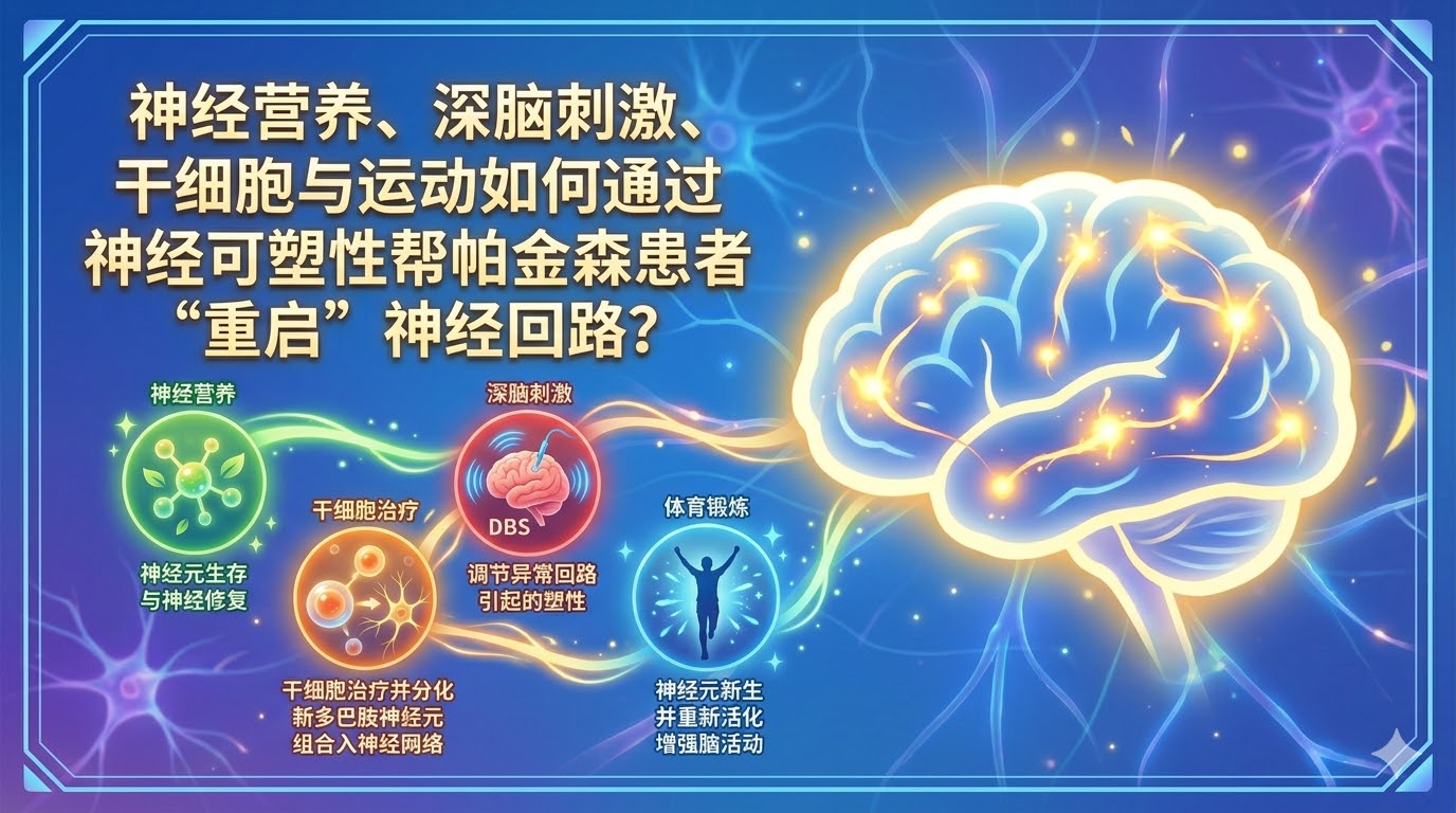 神經營養、深腦刺激、干細胞療法與運動如何通過神經可塑性幫帕金森患者重獲運動能力？