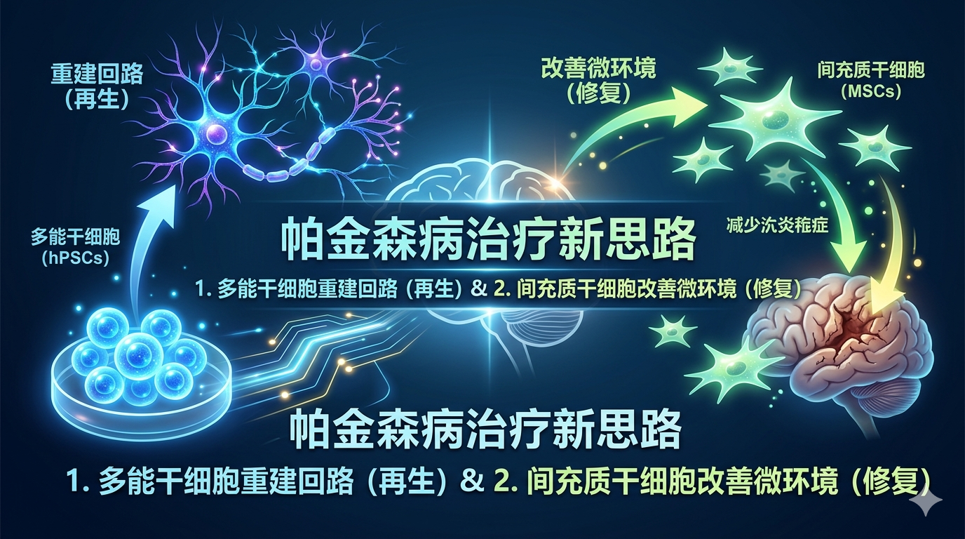 帕金森病治療新思路:利用多能干細胞重建回路(再生),借力間充質干細胞改善微環境(修復) 帕金森病治療新思路:利用多能干細胞重建回路(再生),借力間充質干細胞改善微環境(修復)